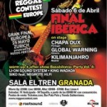 Final ibérica del concurso European Reggae Contest, el 6 de abril en la sala El Tren de Granada con Chapa Dux, Kilimanjahro y Global Warning en directo